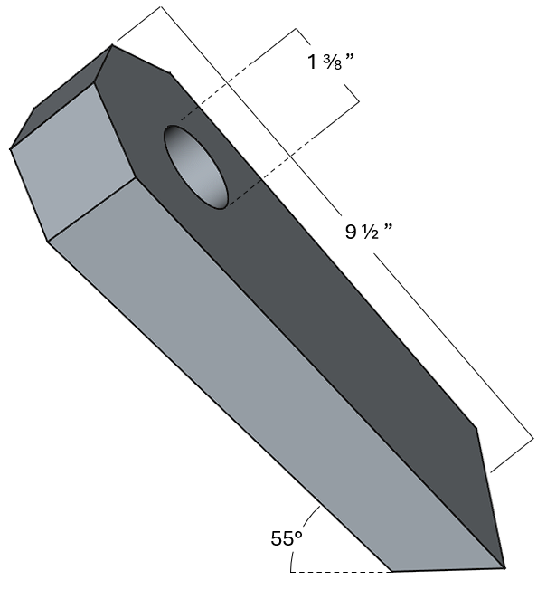 Technical diagram of floating wine bottle holder with angle and hole position for pine wood